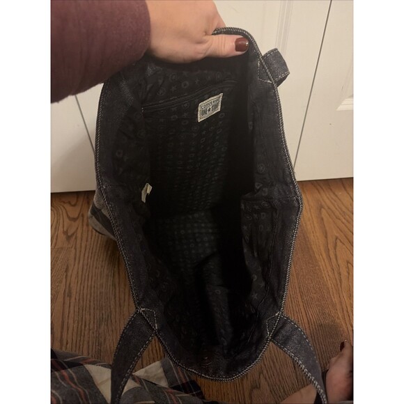 CONVERSE One Star Blue/Gray Stripe Stitched Denim Tote Bag 16"x18"x3" 1974 Logo - Picture 5 of 6